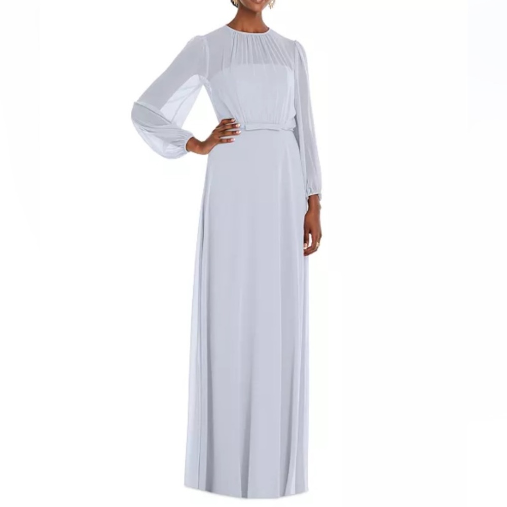 NWT Dessy Collection chiffon maxi Dress with puff sleeve overlay